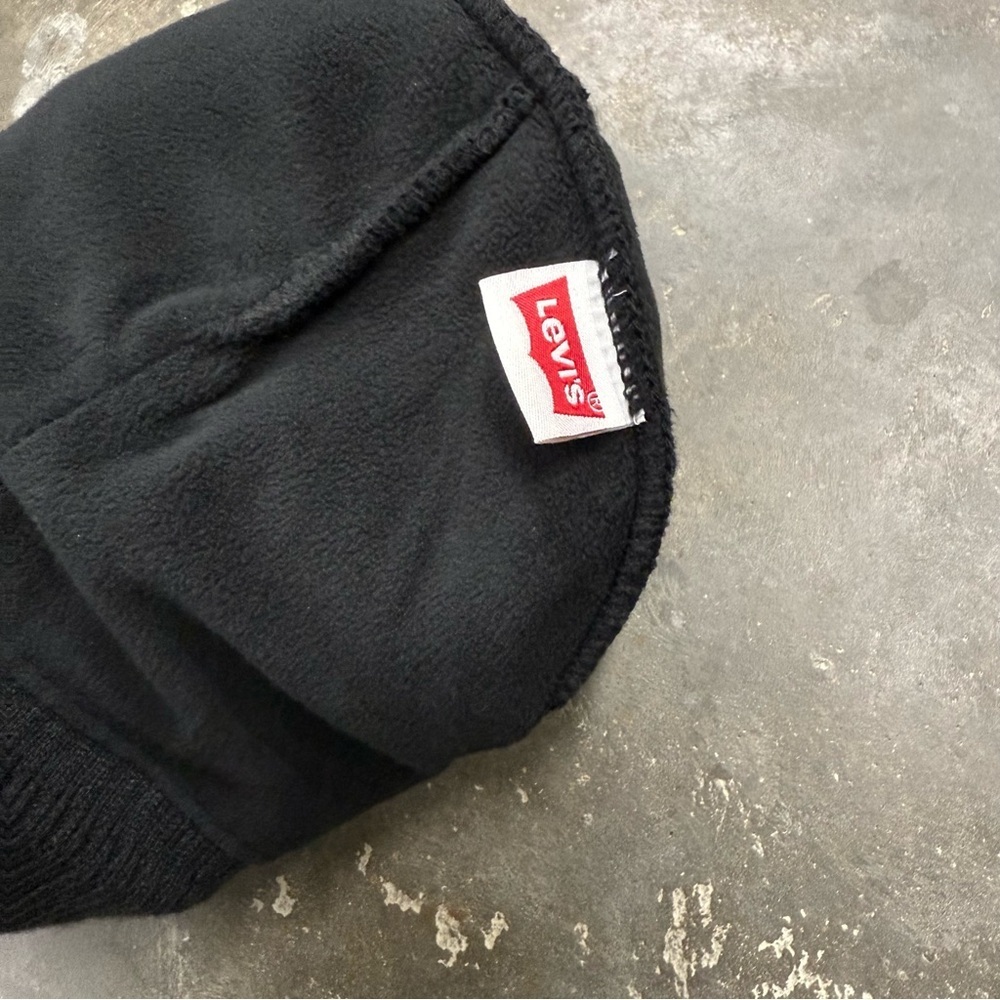 Levi’s Black Fleece Lined Knit Beanie One Size Winter Hat - Picture 6 of 9